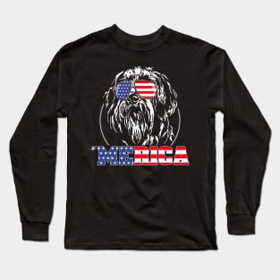 Proud Bearded Collie American Flag Merica gift Long Sleeve T-Shirt